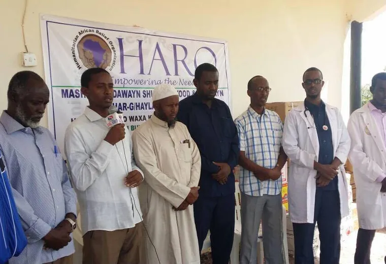 HARO officials and hospital doctors at the medical-supply handover at Dhahar Hospital, 2017