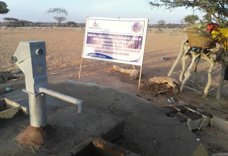Rehabilitated hand-pump well near Dhuusamareeb funded by HARO, 2019