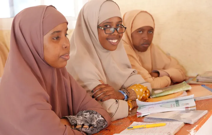 Students at their desks during a HARO visit to Gambool High School, 2023