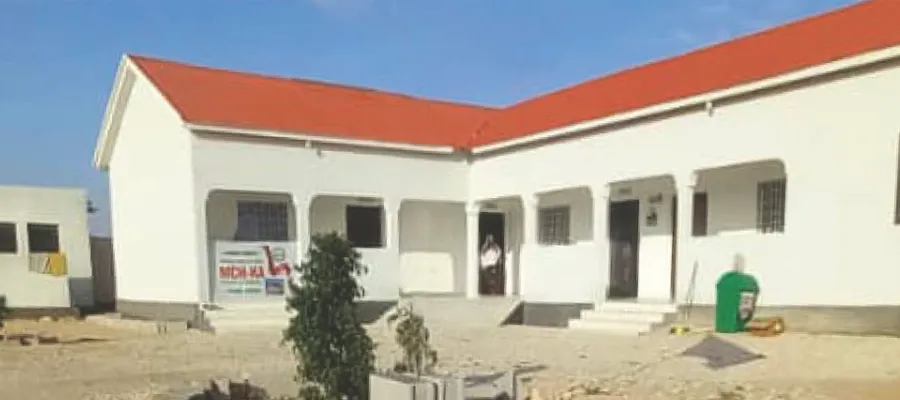 The Awbarkhadle Health Center building, white with a red roof